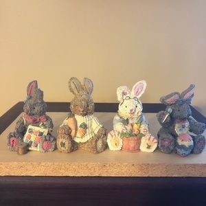 Set of Four Tattered Looking Ceramic Rabbits